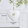 White plush heart Christmas ornament with snowflake detail, 10x9cm size dimensions - White Heart