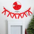 Red ballet style ribbon bow garland for party decor, 190cm long with 35cm bows. - Heart Print Style (EJ0245S) / Length 190cm / Red
