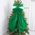 Large festive green and white Christmas tree topper bow decoration, 110cm total length - Green Bow / Verdant