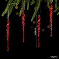 Ornements de Noël en stalactites rouges pailletées pour décoration festive du sapin - Glaçon Fileté à Paillettes Irrégulier / 15cm / Bordeaux