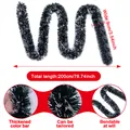 200cm long green Christmas tinsel garland with white tips, 9cm wide bendable decoration. - Length 200cm-Width 9cm / Dark Green + White Edge