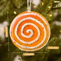 Addobbo natalizio a forma di pan di zenzero arancione con glassa bianca a spirale - Lecca-lecca Rotondo Stile A / 9x9x3cm
