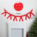 Red ballet style ribbon bow bunting garland decoration with 190cm length for parties - Bowknot Print Style (EJ0245S) / Length 190cm / Red