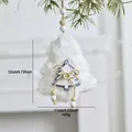 White plush Christmas tree ornament with wooden accent, 4.72x4.33 inches, 25g - White Christmas Tree (Type 1)