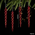 Ornements de Noël en forme de glaçons rouges scintillants pour sapin, 20 cm de long - Glaçon en Spirale à Paillettes Creux / 20cm / Bordeaux