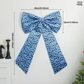 Übergroße blaue Schleife mit Leopardenmuster für Weihnachtsfeiern und Heimdekoration - Leopardenmuster Große Schleife / 1 Stück / Blau