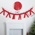 Red glitter ribbon bow garland 190cm length banner for Christmas and party wall decoration - Sequin Glitter Style (EJ0245S) / Length 190cm / Red