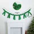 Green glitter bow garland for festive party decoration shown with size dimensions - Green Sequin Style (EJ0245S)