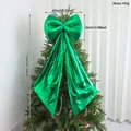 Large green metallic Christmas tree bow topper, elegant holiday decor, 110cm length - 110 cm / Green