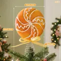Puntale per albero di Natale a forma di lecca-lecca arancione con fiocco giallo - Puntale per Albero Lecca-lecca