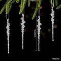 Décorations de Noël glaçons pailletés argentés pour sapin 15cm lot de 4 - Glaçon Fileté à Paillettes Irrégulier / 15cm / Argent
