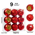 9 Piece red Christmas ornament ball set with clear dimensions 24x24x8cm for holiday decor. - 9 Pieces/Pack / Red