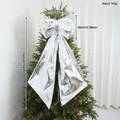 Grande fiocco argento per albero di Natale, decorazione festiva lunga 110 cm. - 110 cm / Argento