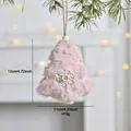 Pink plush Christmas tree ornament with white snowflake detail, 12x11cm SKU display - Pink Christmas Tree