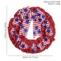 Patriotic Independence Day burlap wreath with star and stripe ribbon decor, 14 inch - Red Fabric Style / 36cm