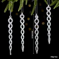 Décorations de Noël en forme de stalactites argentées en spirale sur branche, 20 cm - Glaçon en Spirale à Paillettes Creux / 20cm / Argent