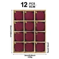 Twelve-piece set of eight centimeter wine red flocked Christmas balls with spiral texture decoration - Set of 12 / Burgundy