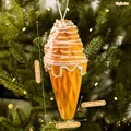 Addobbo natalizio a forma di cono gelato pan di zenzero con glassa e etichette taglia - Gelato Stile B