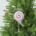 Rosa Schaumstoff-Weihnachtslutscher mit Schleife für festliche Christbaumdekoration - Spiral-Lollipop (EJ0220S) / Rosa