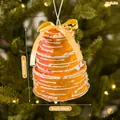 Ornamento per albero di Natale a forma di torta arancione a tre piani con fiocco - Omino di Pan di Zenzero [Torta]