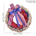 Couronne de la fête de l'indépendance américaine pour porte avec rubans rouge blanc et bleu - Style Nœud Tricolore