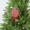 Roter und weißer glitzernder Weihnachts-Lutscher mit roter Schleife - Gestreifter Lollipop (EJ0220S) / Rot