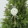 Weißer Schaumstoff Lutscher Weihnachtsbaumschmuck mit Goldglitzer und Schleife - Spiral-Lollipop (EJ0220S) / Champagnergold