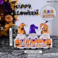 Διακοσμητική ξύλινη πινακίδα Halloween με νάνους, κολοκύθες και λεπτομερείς διαστάσεις - S / Μαύρο Πορτοκαλί