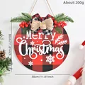 Christmas buffalo plaid door hanging wood plaque with burlap bow and red berries - Red and Black Plaid Style (XM-0030-003)