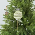 Gold-weißer Glitzer-Schaumstoff-Lollipop-Weihnachtsbaumschmuck mit feiner Schleife - Gestreifter Lollipop (EJ0220S) / Champagnergold
