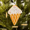 Addobbo per albero di Natale a forma di cono gelato con texture di pan di zenzero - Omino di Pan di Zenzero [Stile Sandwich]