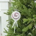 Pink glittery foam lollipop Christmas tree ornament, size 20cm x 8.5cm, 10g weight - Lollipop / Pink