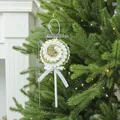 Gold and white glitter lollipop Christmas tree ornament with bow, 20cm large hanging decor - Lollipop / Gold