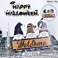 Τρεις νάνοι με πινακίδα Welcome ξύλινη διακόσμηση Halloween με διαστάσεις 20εκ - S / Μαύρο Καφέ