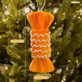 Decorazione natalizia a forma di caramella arancione con dettagli in glassa bianca e pesi - Ciondolo a Caramella (Stile C)