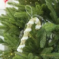 Gold glitter and white plush Christmas candy cane ornament with size dimensions - Small Candy Cane / Gold