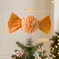 Grande puntale per albero di Natale a forma di caramella arancione con misure e molla - Puntale per Albero a Caramella