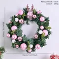 Ghirlanda natalizia rosa da 35cm con aghi di pino verdi artificiali e palline decor - Ghirlanda Testa di Renna Rosa Bianco (XM-0029-002)