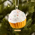 Delicato ornamento natalizio a forma di cupcake con glassa bianca e zuccherini colorati - Ciondolo Cupcake