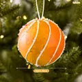 Pallina di Natale arancione con decorazioni bianche e perline, diametro 8 cm - Ciondolo Omino di Pan di Zenzero (Stile C Grande)
