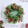 Ghirlanda natalizia decorativa con palline rosse e pigne, diametro di 35 cm circa - Stile Sfera Rossa, Bacca e Pigna (XM-0029-009)