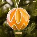 Pallina di Natale arancione vibrante con motivi glitter bianchi, diametro di 8 cm - Omino di Pan di Zenzero Stile G (XM0240S)