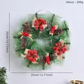 Ghirlanda natalizia con aghi di pino artificiali, pigne e bacche rosse, misura 35 cm - Stile Fiocco, Bacca e Pigna (015)