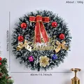 Ghirlanda di Natale artificiale da 40cm con palline rosse e scritta Merry Christmas - Ghirlanda con Fiocco in Paillettes Rosse (019)