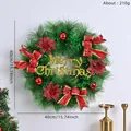 Ghirlanda di Natale artificiale da 40 cm con fiocchi rossi e scritte dorate bell - Ghirlanda con Fiocchi Rossi e Poinsettie (013)