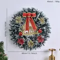 Ghirlanda di Natale verde artificiale 40cm con fiocco rosso e scritta dorata Merry Christmas - Ghirlanda con Fiocco Glitterato Rosso Oro (020)