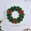 Ghirlanda di Natale artificiale da 28 cm con tinsel verde e fiori rossi glitterati - Ghirlanda di Fiori Glitterati Rossi (002)