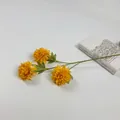 Artificial yellow marigold spray with three flower heads for wedding home decor - Dark Orange