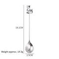 304 stainless steel coffee stirring spoon with a cute black and white cat handle - Sitting Cat (A) / 14.1cm