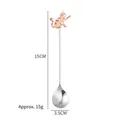 Creative 15cm 304 stainless steel dessert spoon with cute long handle cartoon cat design - Beckoning Cat (B)